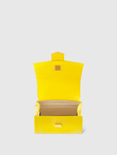 Yellow Buckled Mini Croco Leather Handbag with Detachable Strap